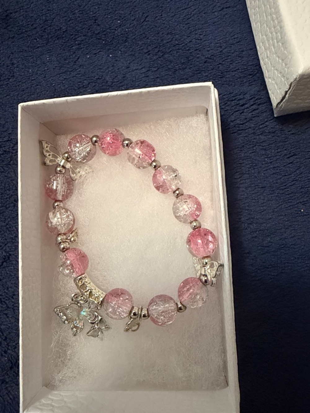 Pink Glass Bead Charm Bracelet - Women Jewelry